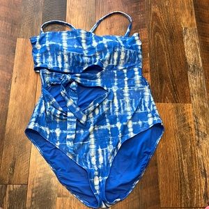 Aerie Wrap (optional) Strapless - Bright Blue - One Piece Swimsuit - Size XL